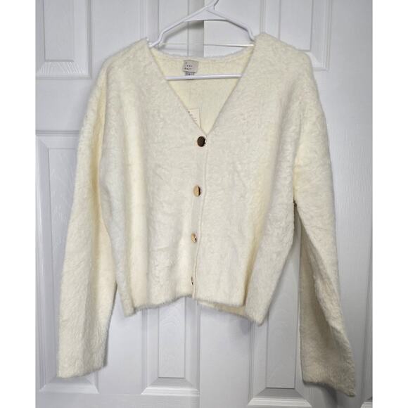 A New Day Women's Fuzzy Party Cream Cardigan- Size Large - Picture 1 of 4